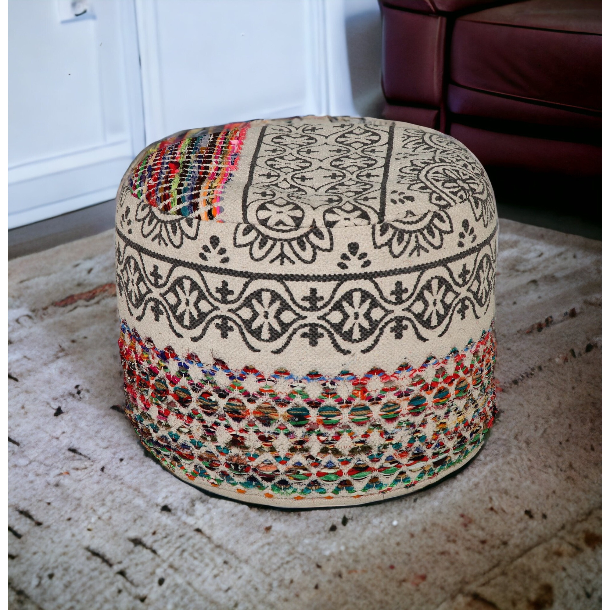 18 Multicolored Cotton Blend Ottoman