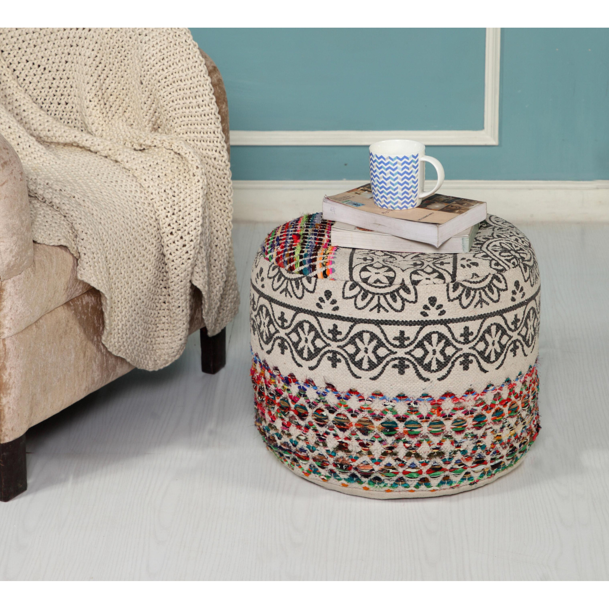 18 Multicolored Cotton Blend Ottoman