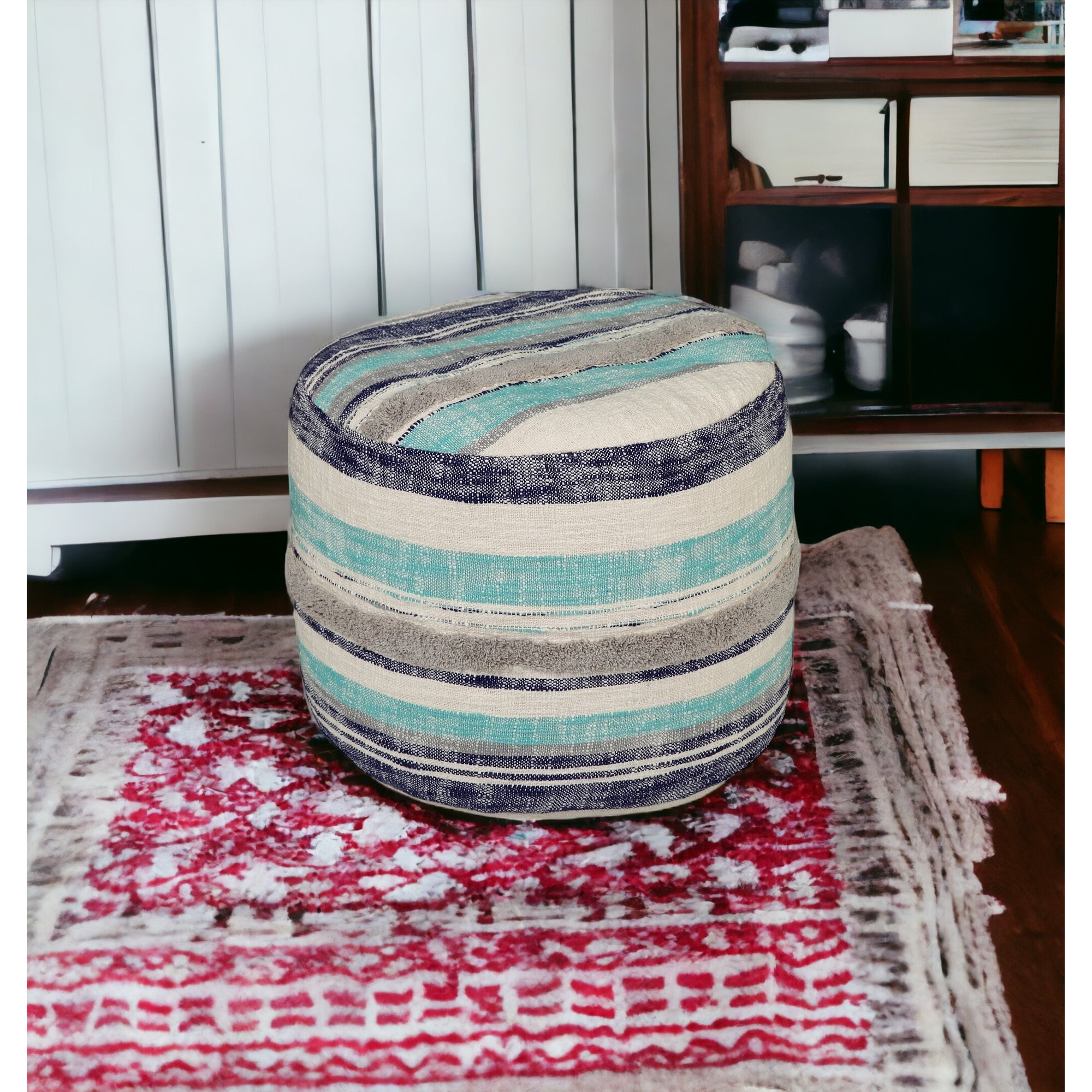 18 Blue 100% Cotton Ottoman
