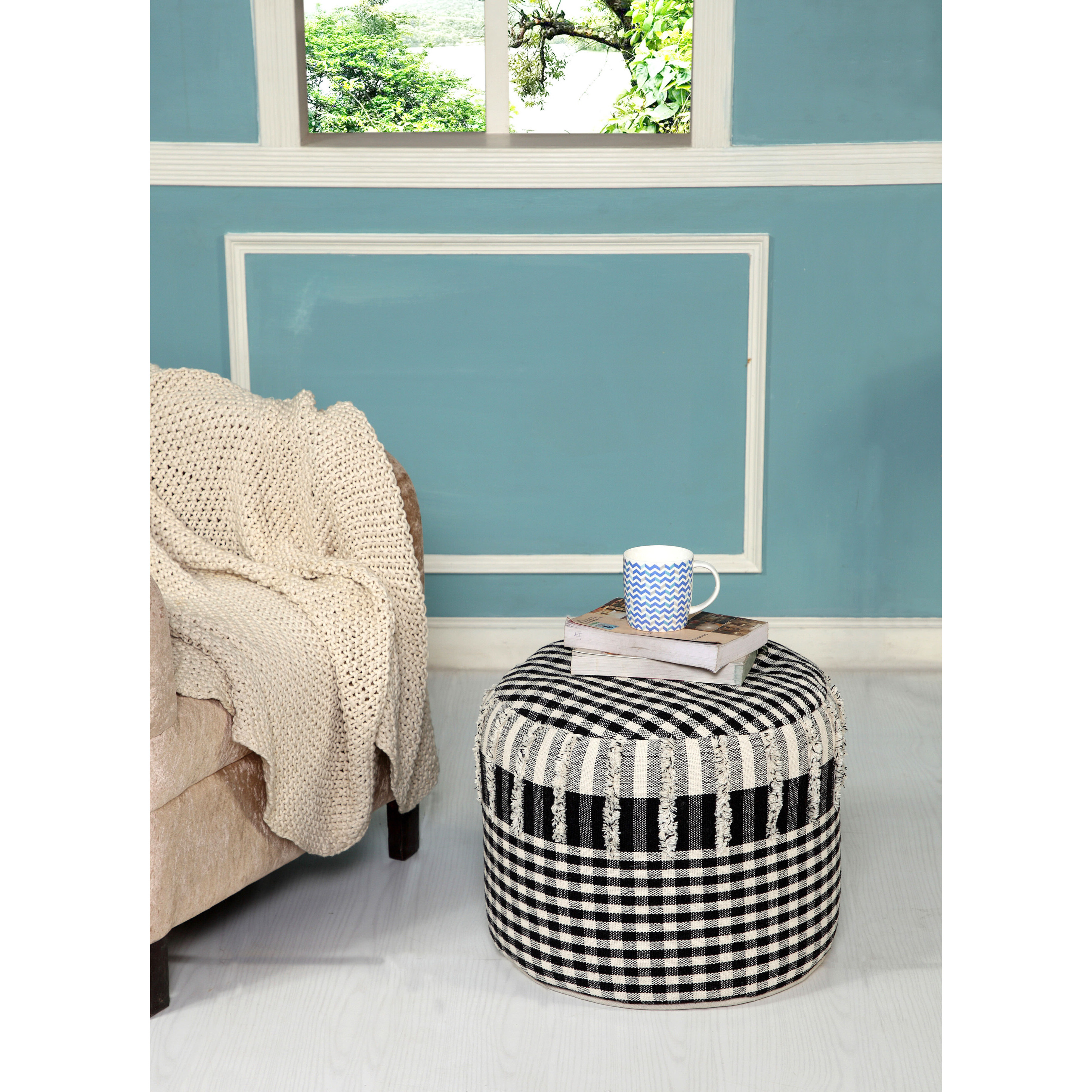 18 Black 100% Cotton Ottoman