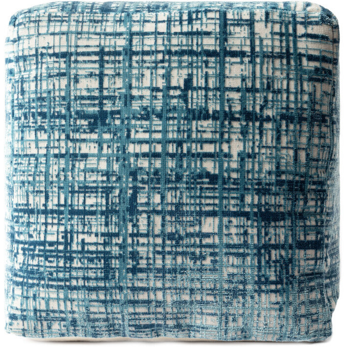 18 Blue Polyester Blend Ottoman
