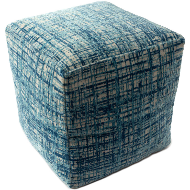 18 Blue Polyester Blend Ottoman