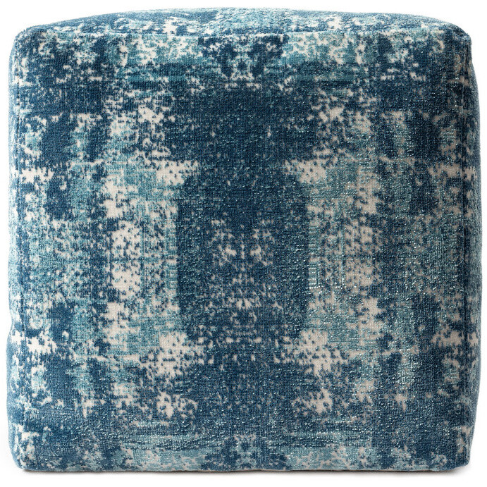 18 Blue Polyester Blend Ottoman