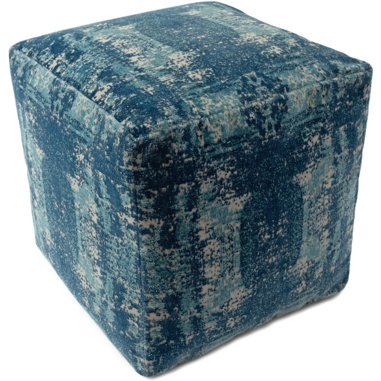 18 Blue Polyester Blend Ottoman