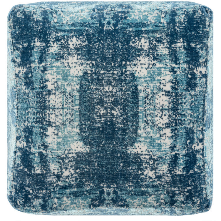 18 Blue Polyester Blend Ottoman