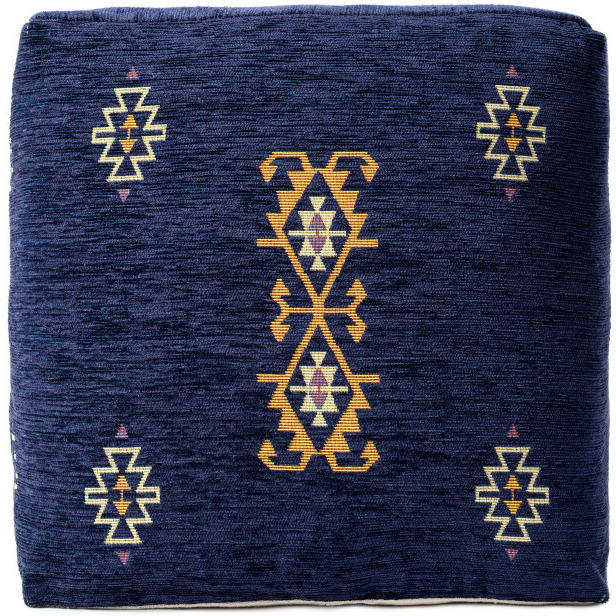 18 Blue Polyester Blend Ottoman