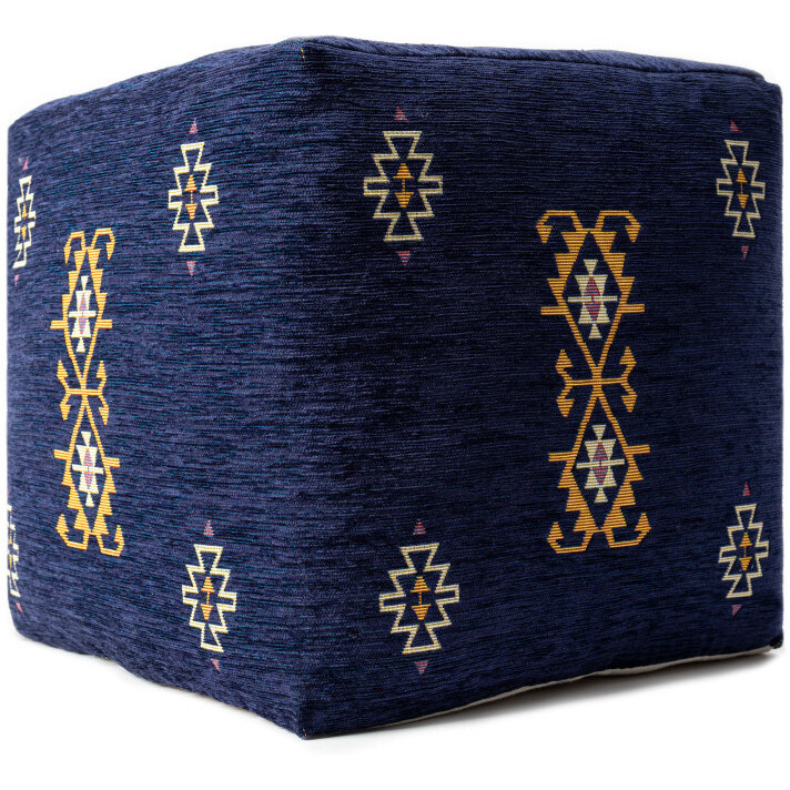 18 Blue Polyester Blend Ottoman