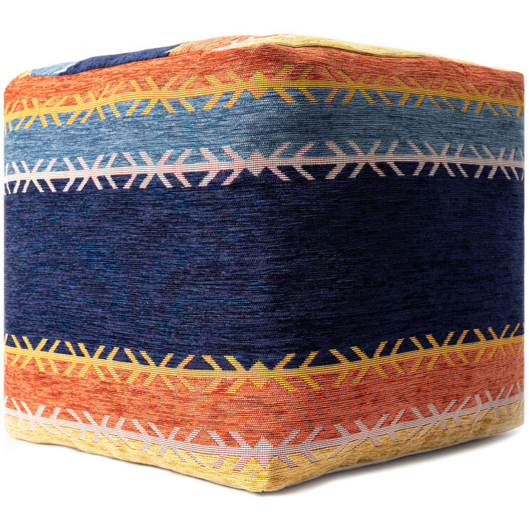 18 Multicolored Polyester Blend Ottoman