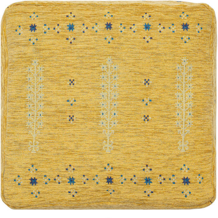 18 Yellow Polyester Blend Ottoman