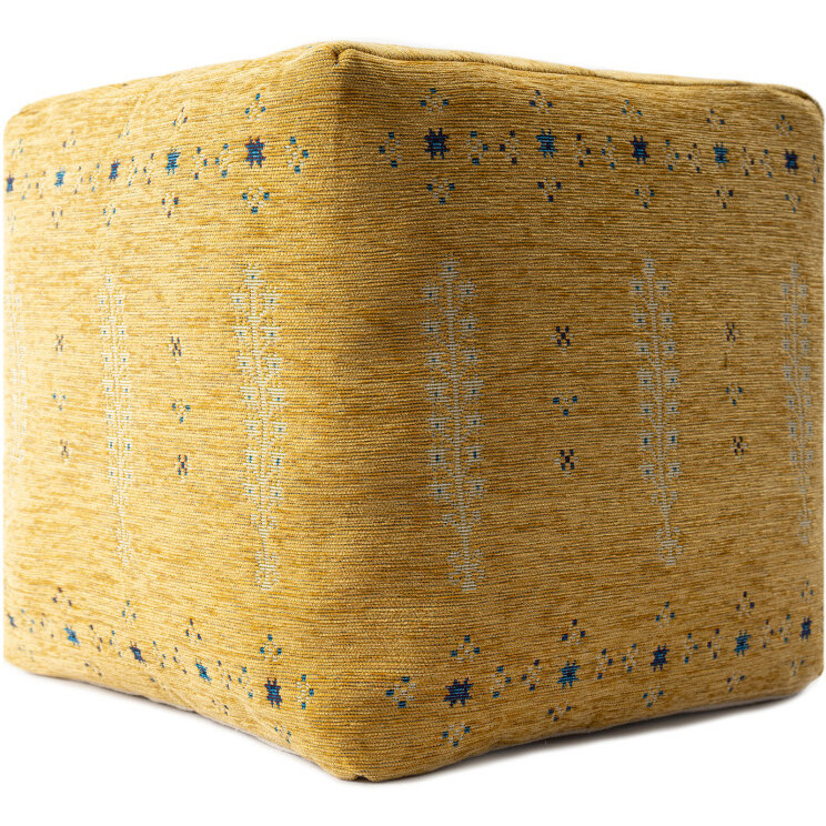 18 Yellow Polyester Blend Ottoman