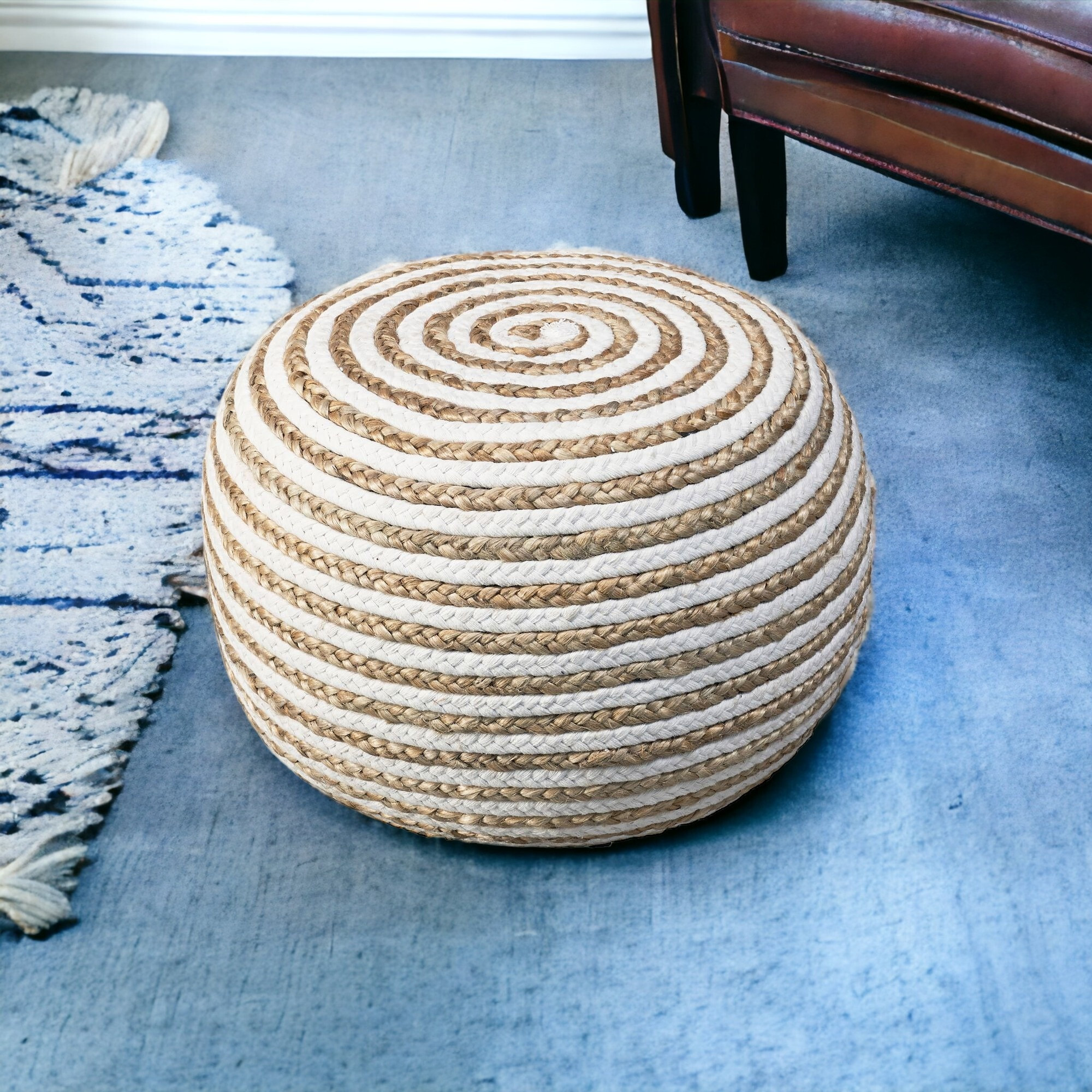 20 White Jute Ottoman