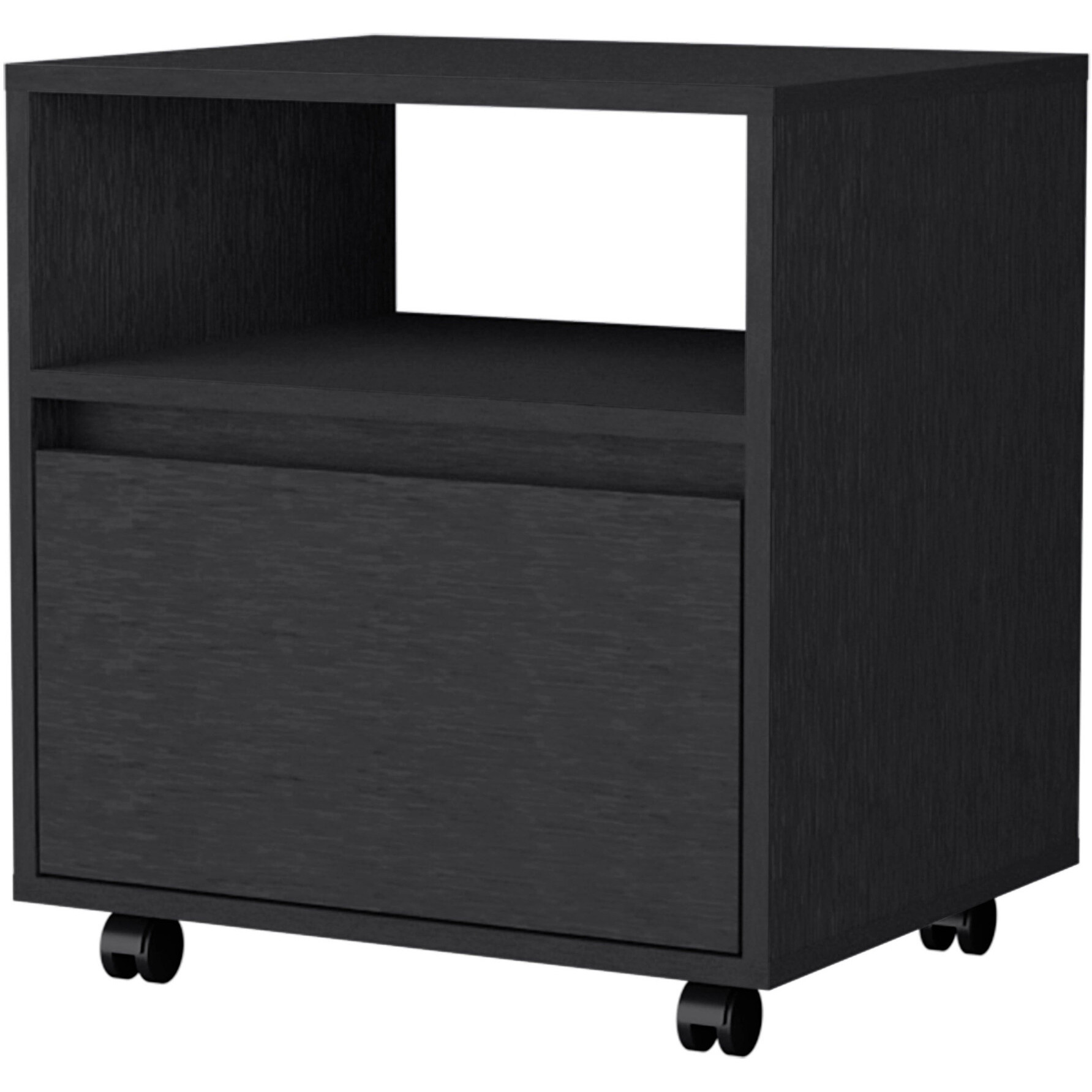 21 Black One Drawer Nightstand With Integrated Tech