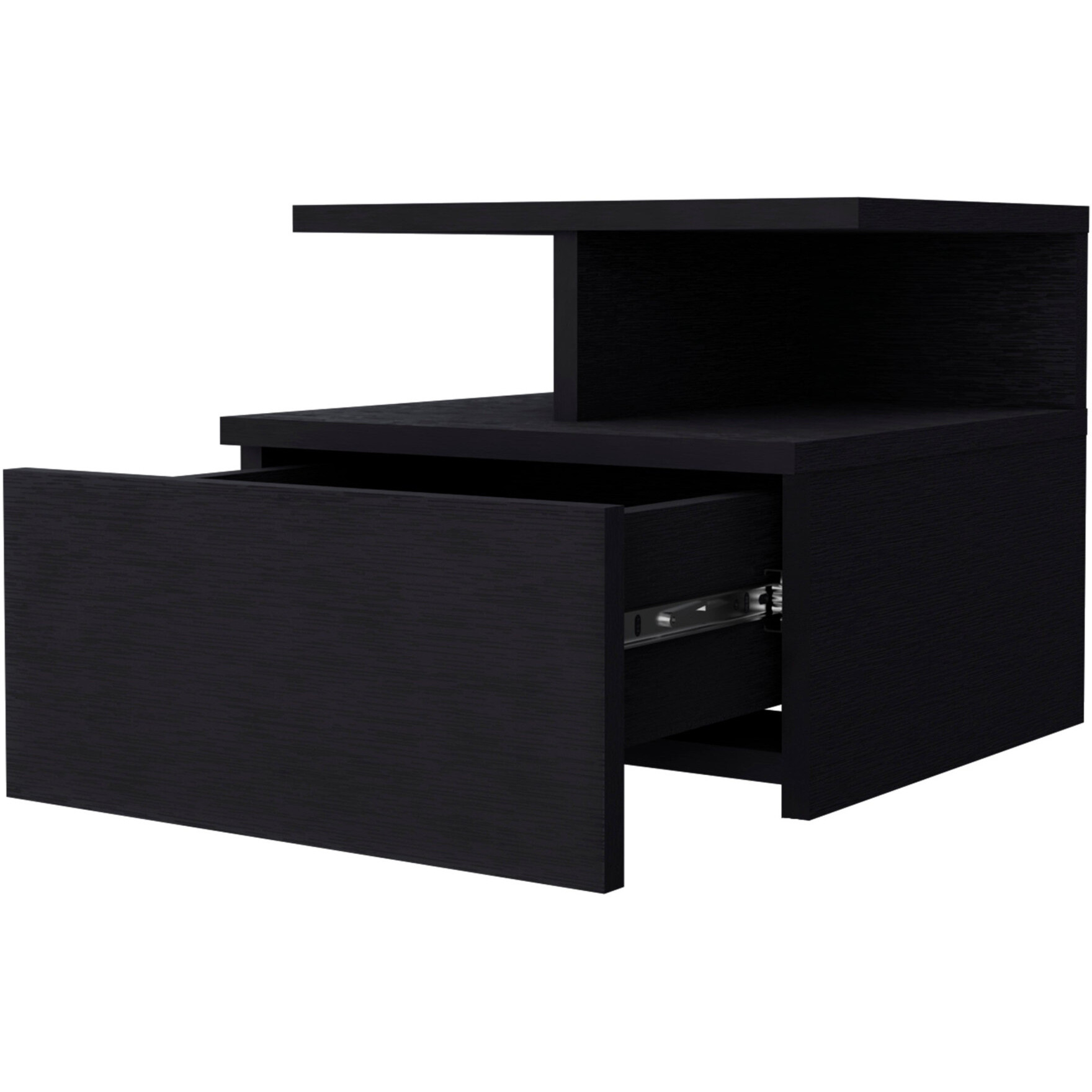 12 Black One Drawer Nightstand With Integrated Tech