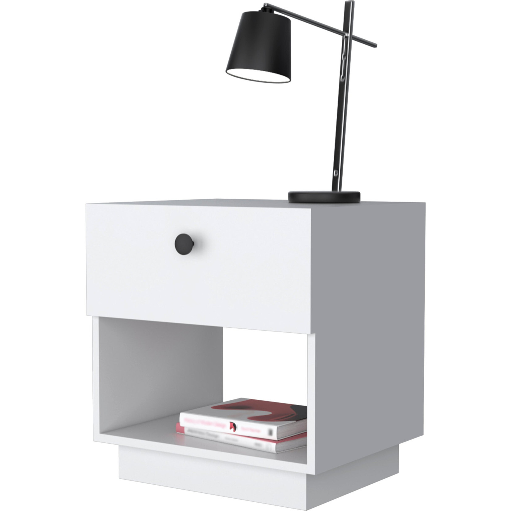 20 White One Drawer Nightstand With Integrated Tech