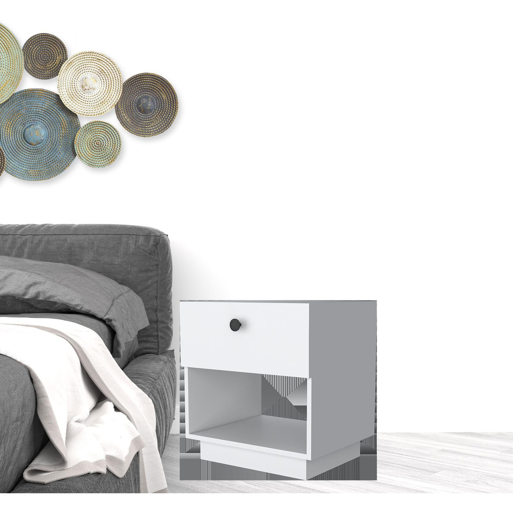 20 White One Drawer Nightstand With Integrated Tech