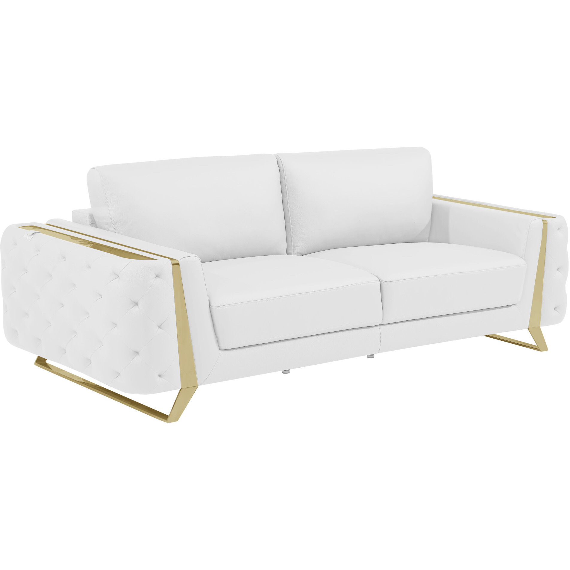 Three Piece Indoor White Italian Leather Six Person Seating Set