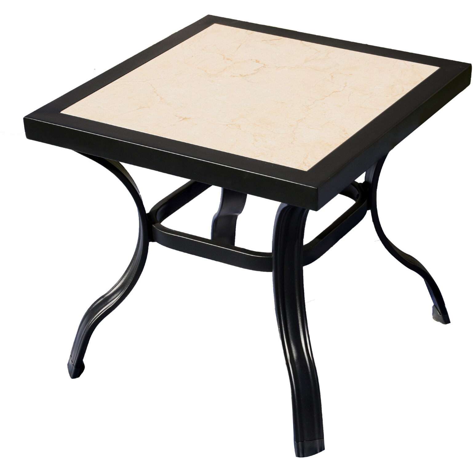 21 Beige And Ivory Square Ceramic Outdoor Side Table
