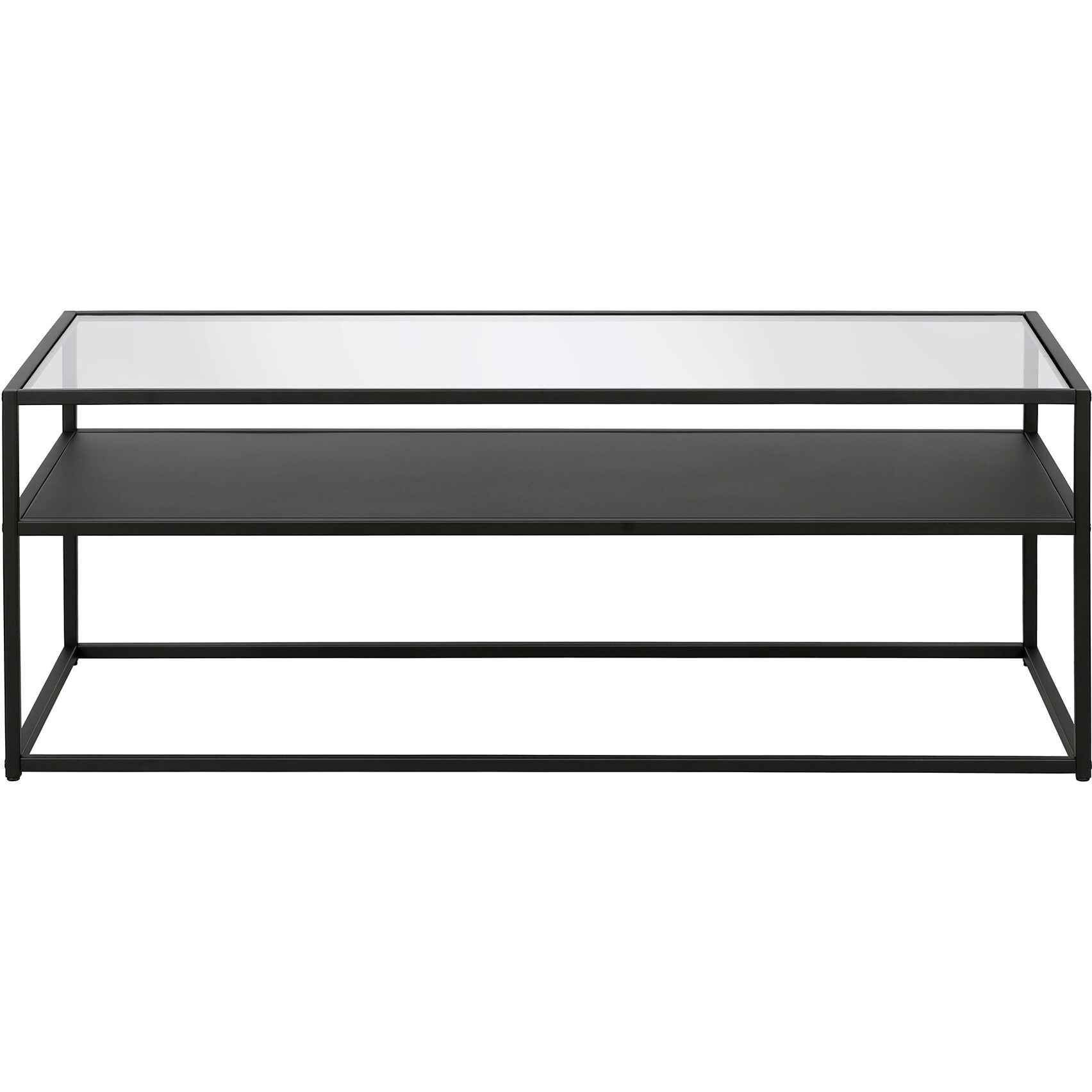 46 Black Glass Rectangular Coffee Table With Shelf
