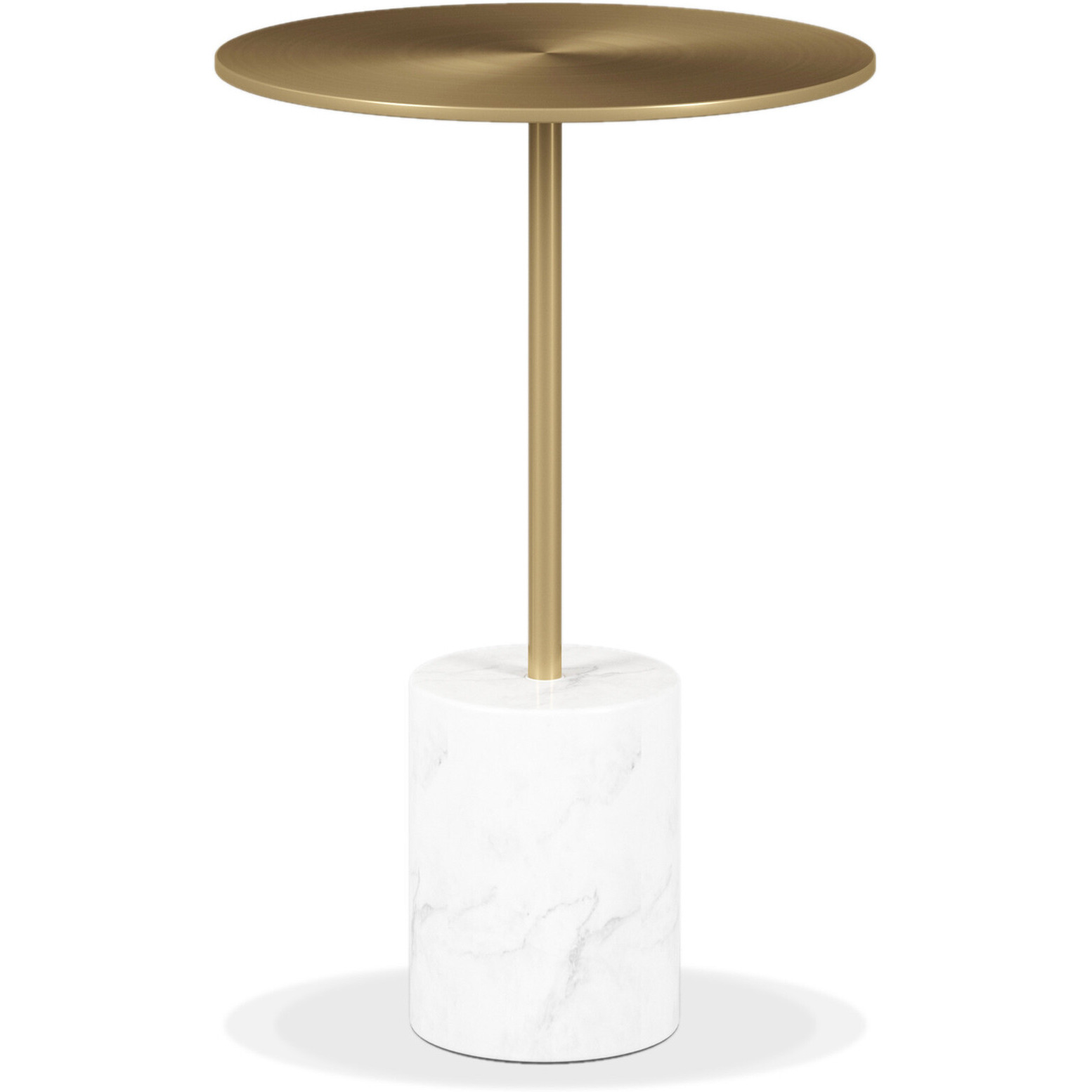 20 White And Gold Steel Round Pedestal End Table