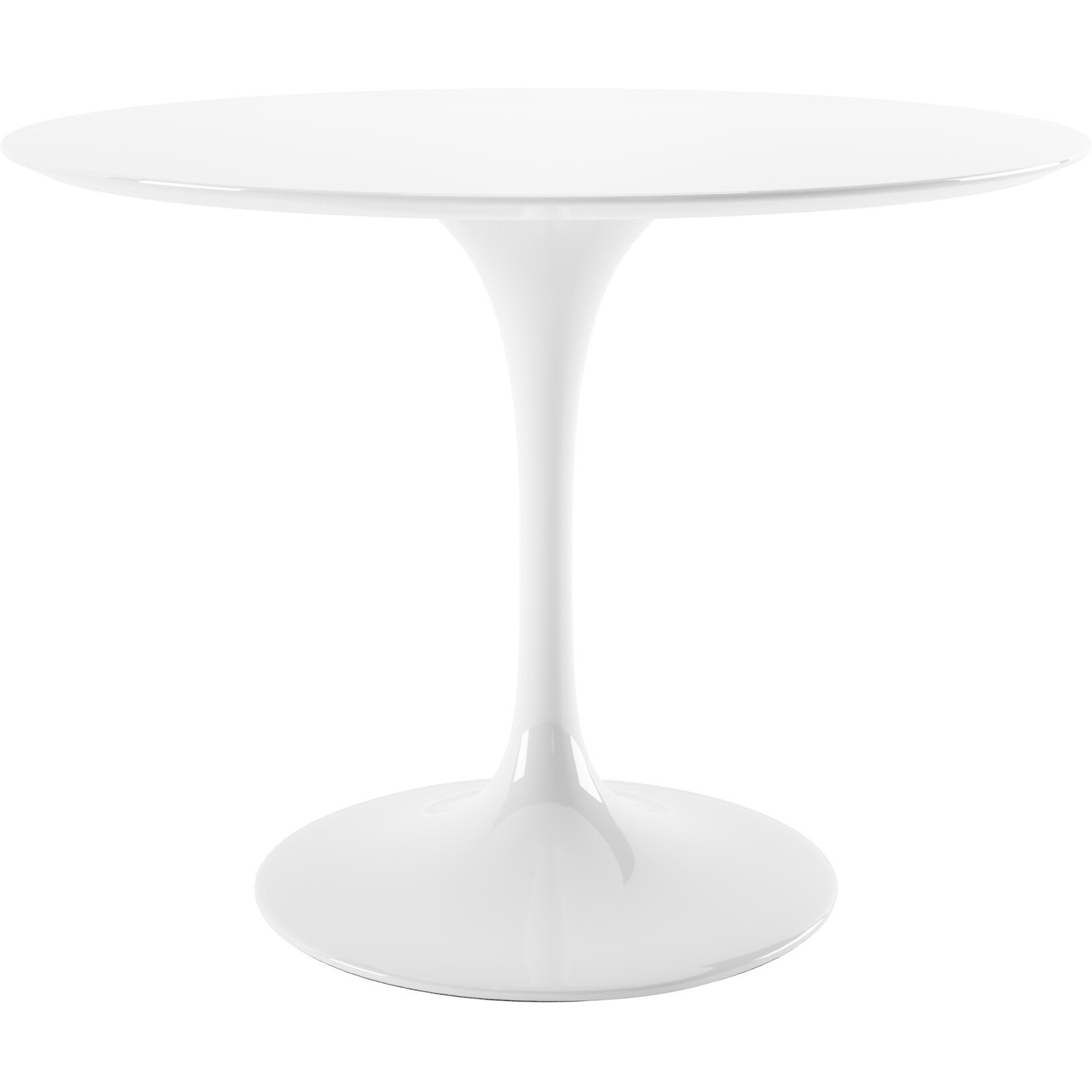 42 White Fiberglass And Metal Dining Table