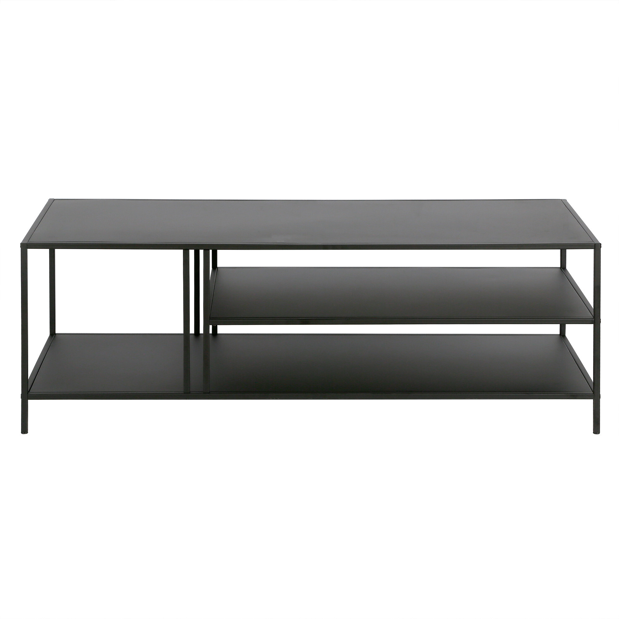 48 Black Steel Rectangular Coffee Table With Two Shelves