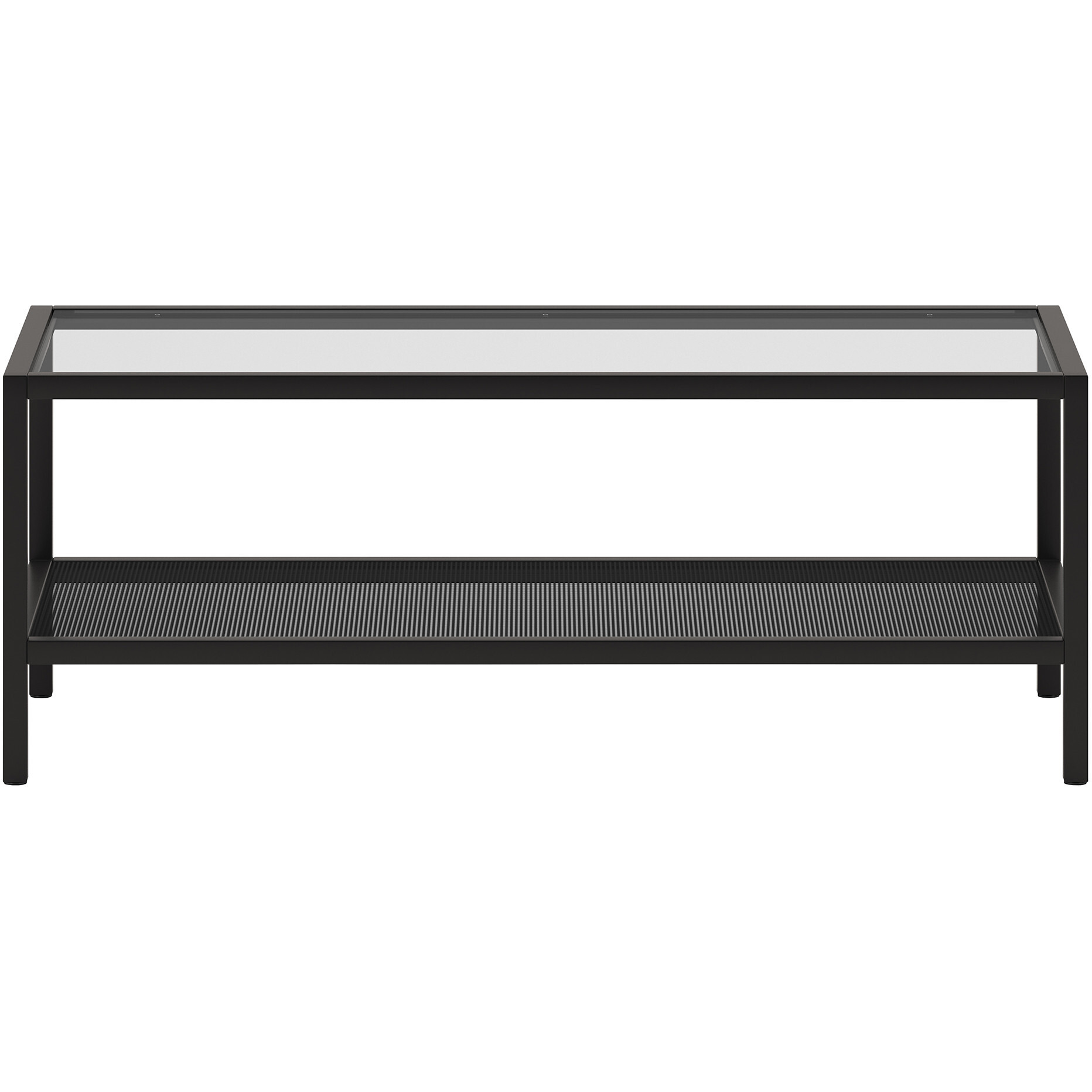 45 Black Glass Rectangular Coffee Table With Shelf