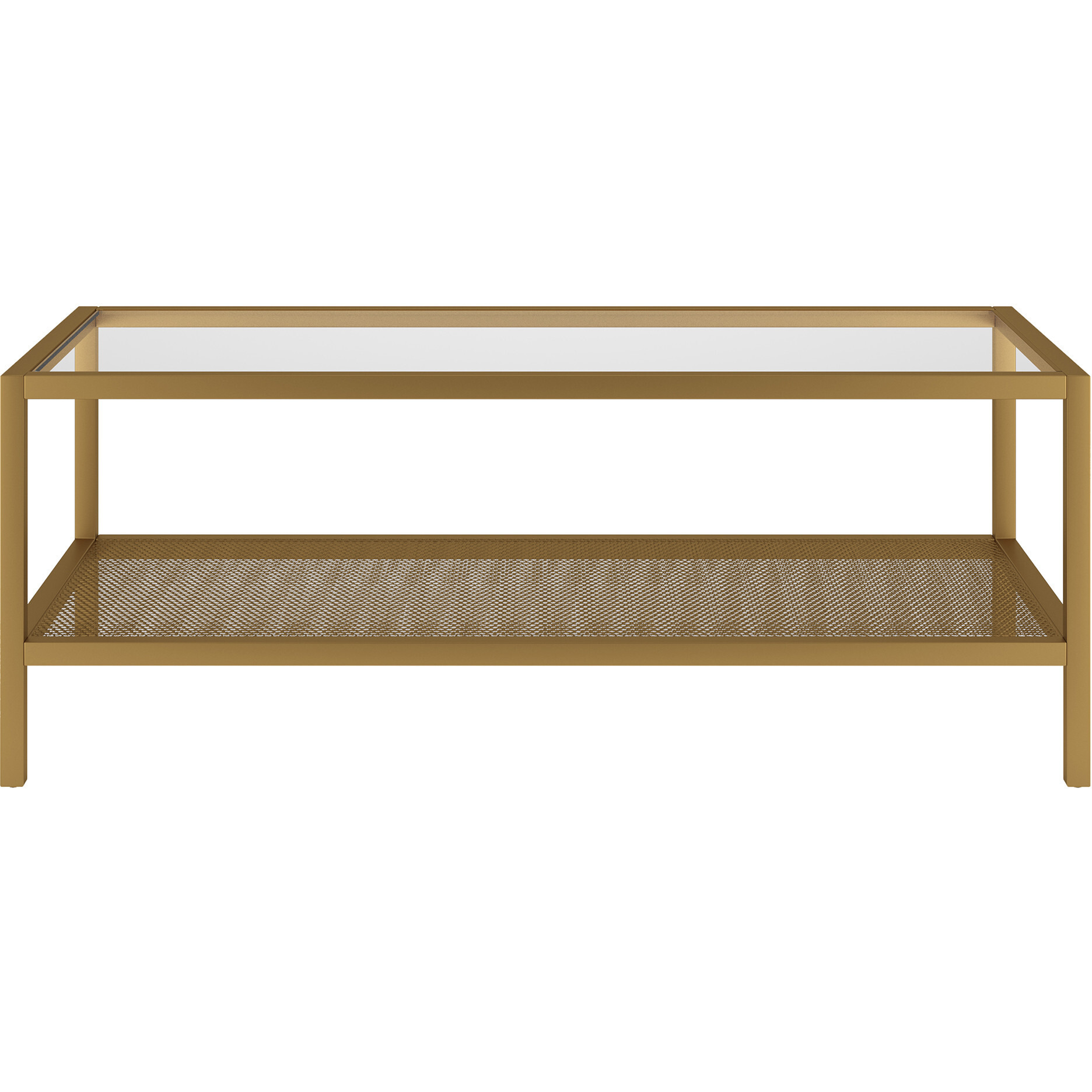 45 Gold Glass Rectangular Coffee Table With Shelf