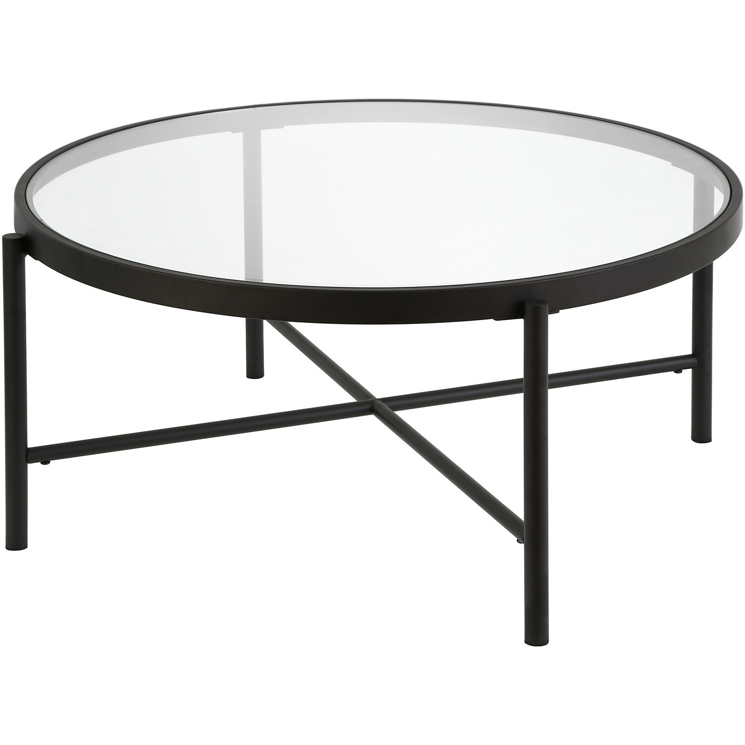 36 Black And Glass Round Coffee Table