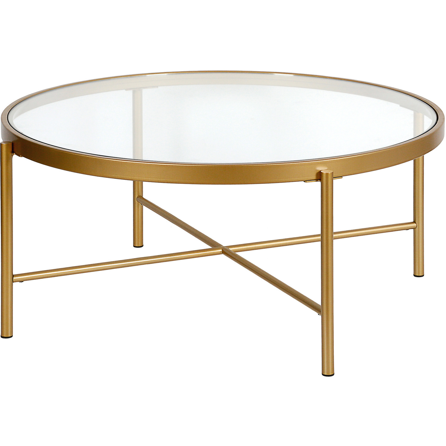 36 Gold And Glass Round Coffee Table