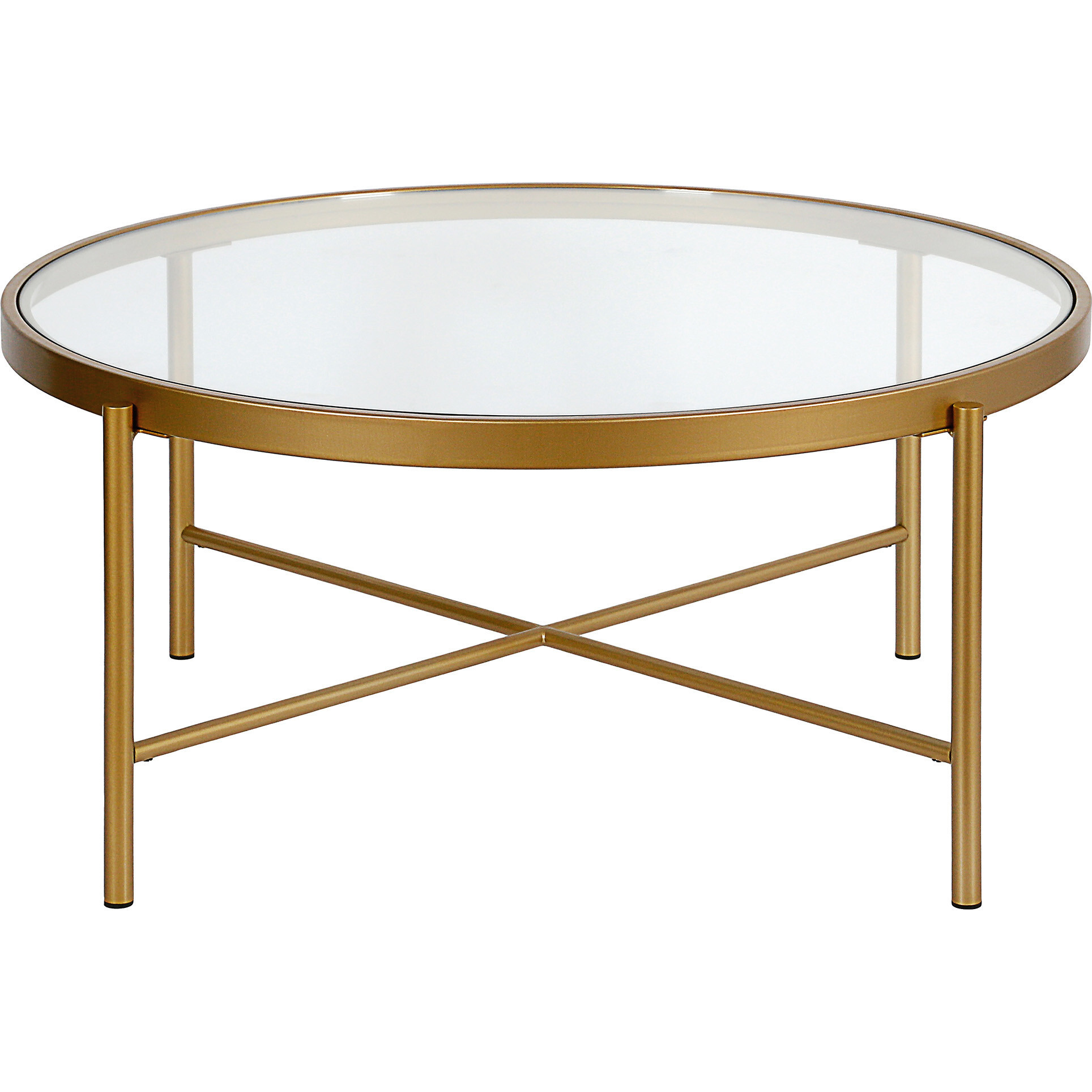 36 Gold And Glass Round Coffee Table