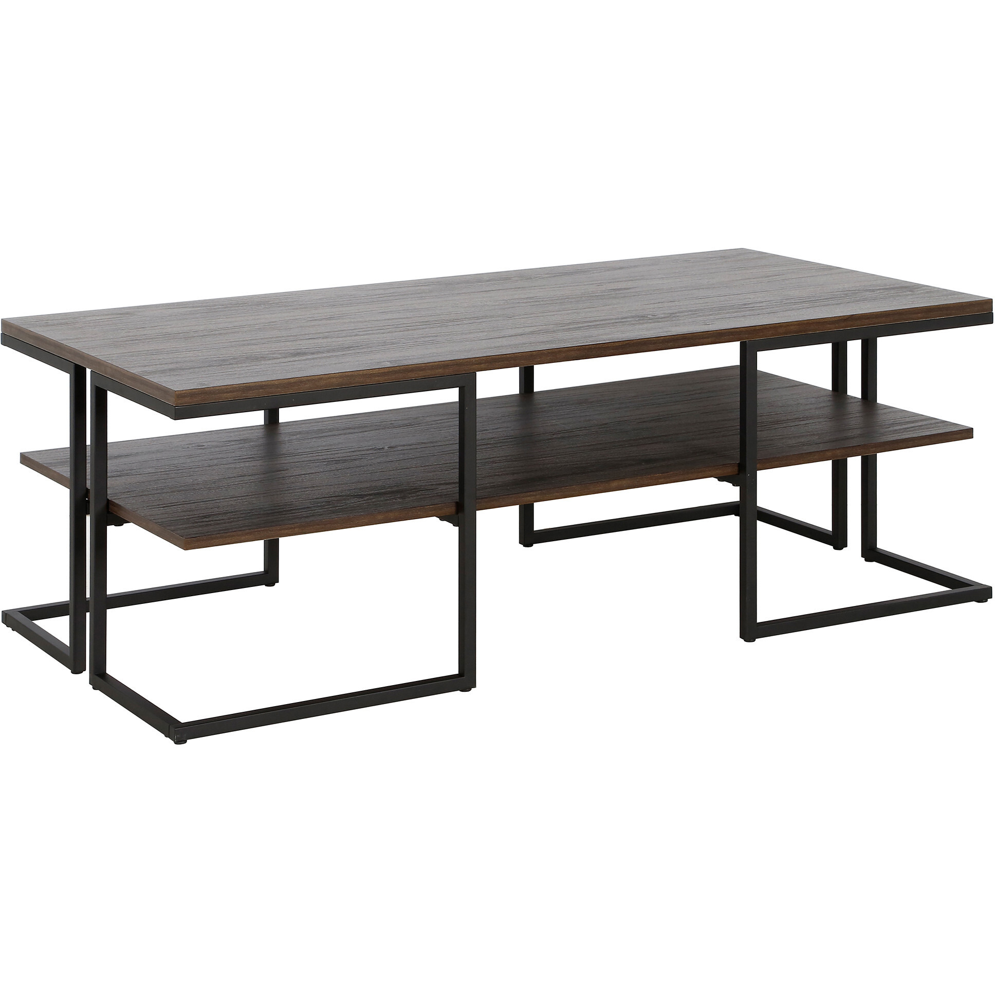 45 Black And Brown Rectangular Coffee Table With Shelf