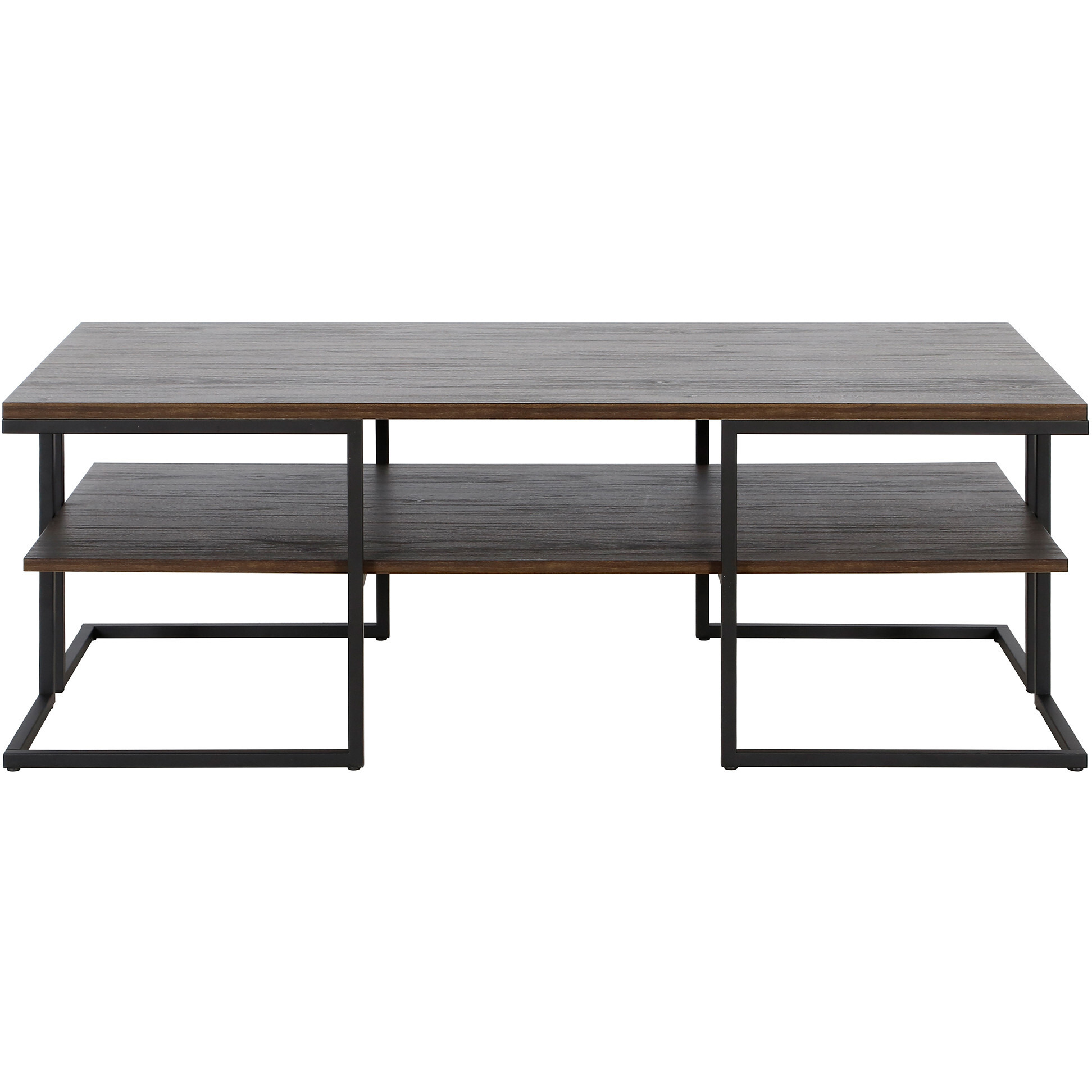 45 Black And Brown Rectangular Coffee Table With Shelf