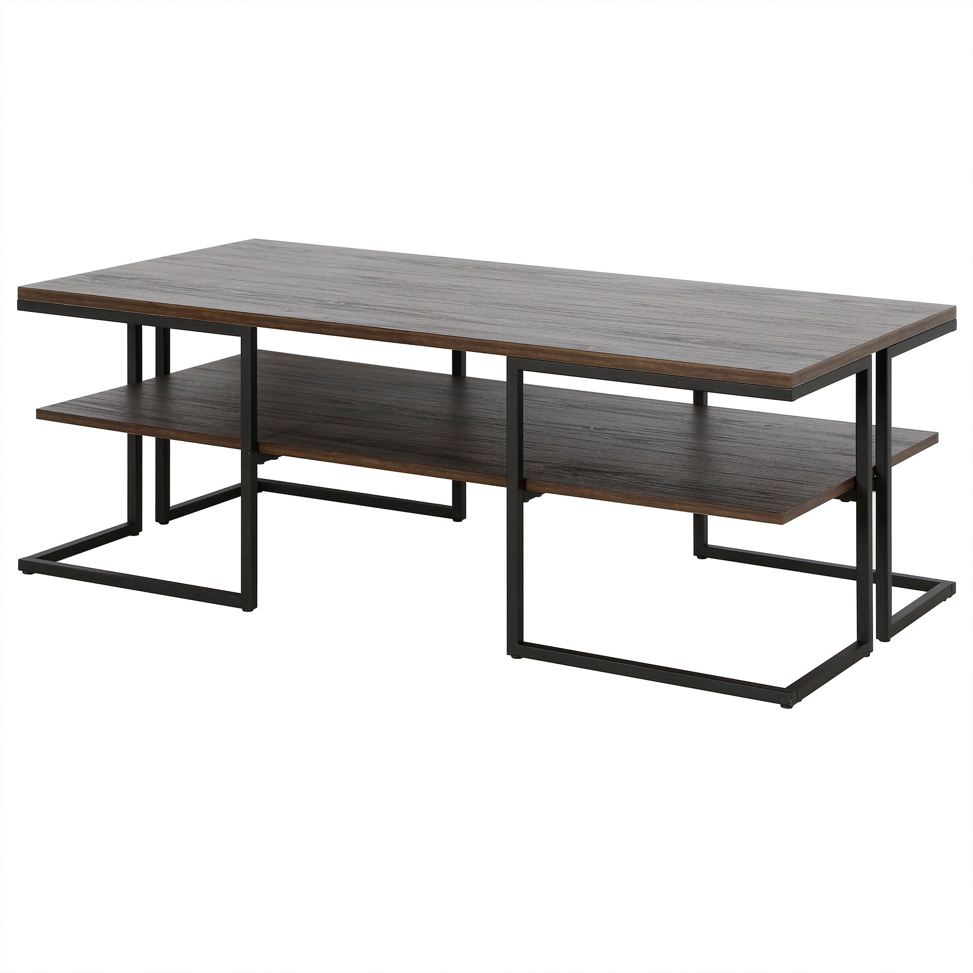 45 Black And Brown Rectangular Coffee Table With Shelf