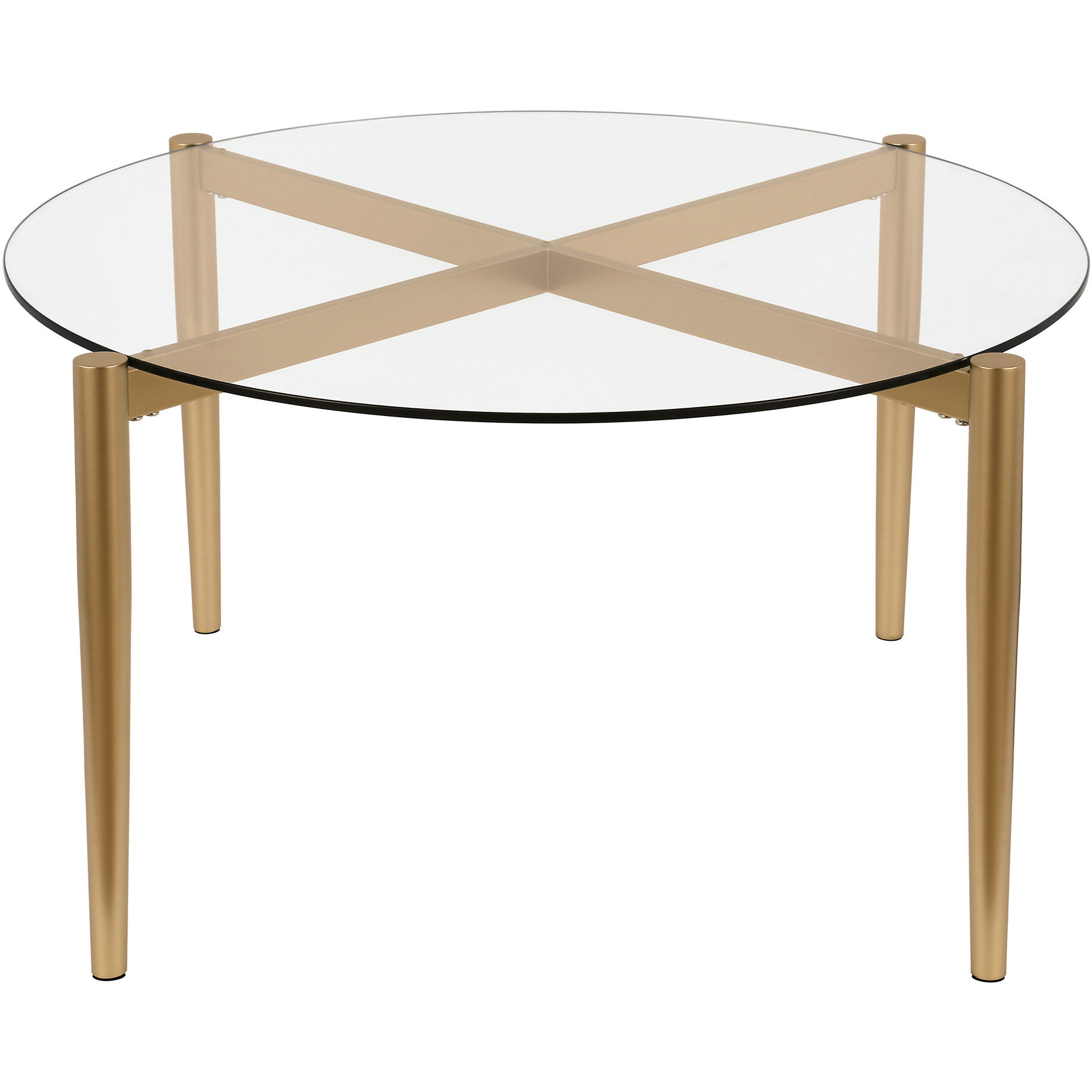 36 Gold And Glass Round Coffee Table