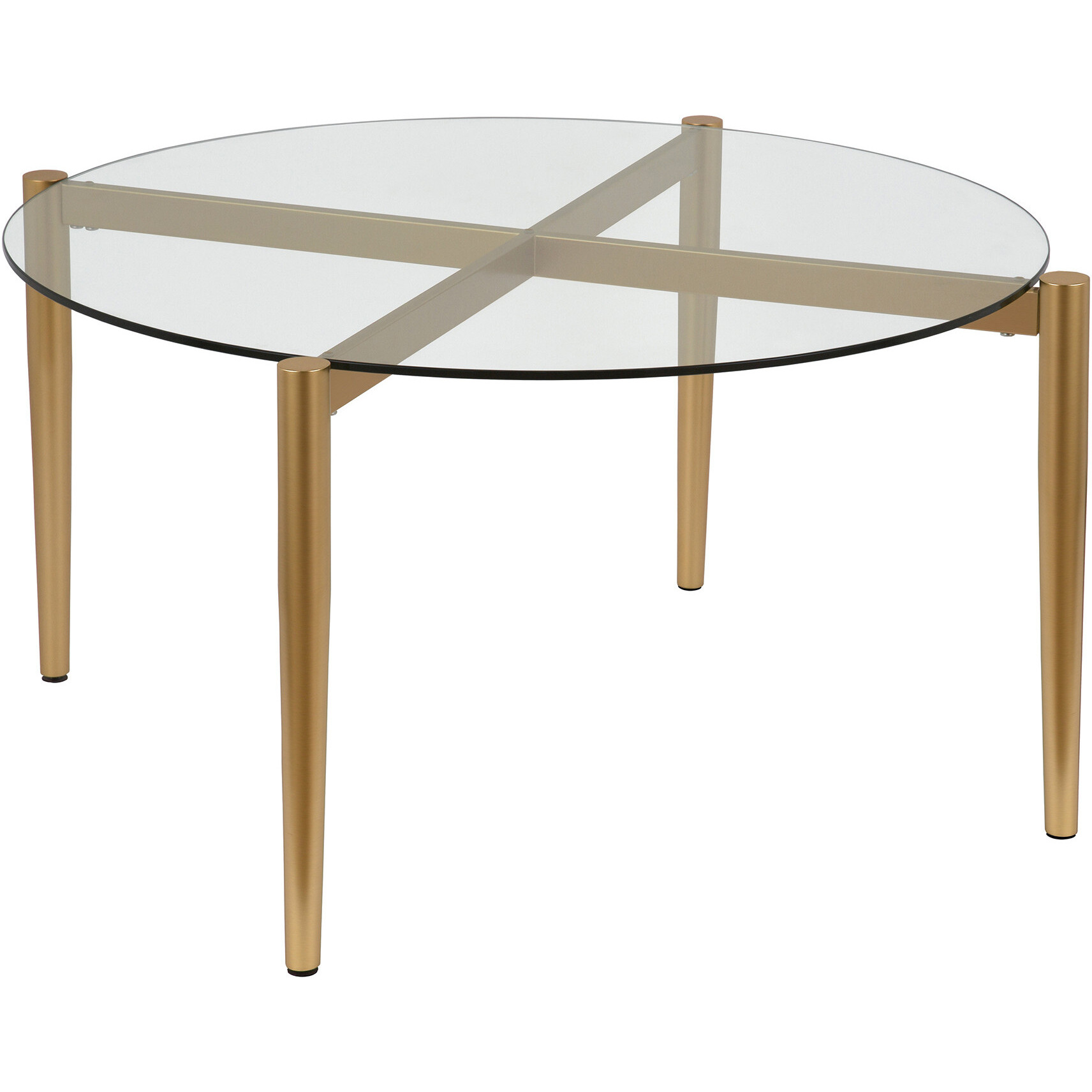 36 Gold And Glass Round Coffee Table