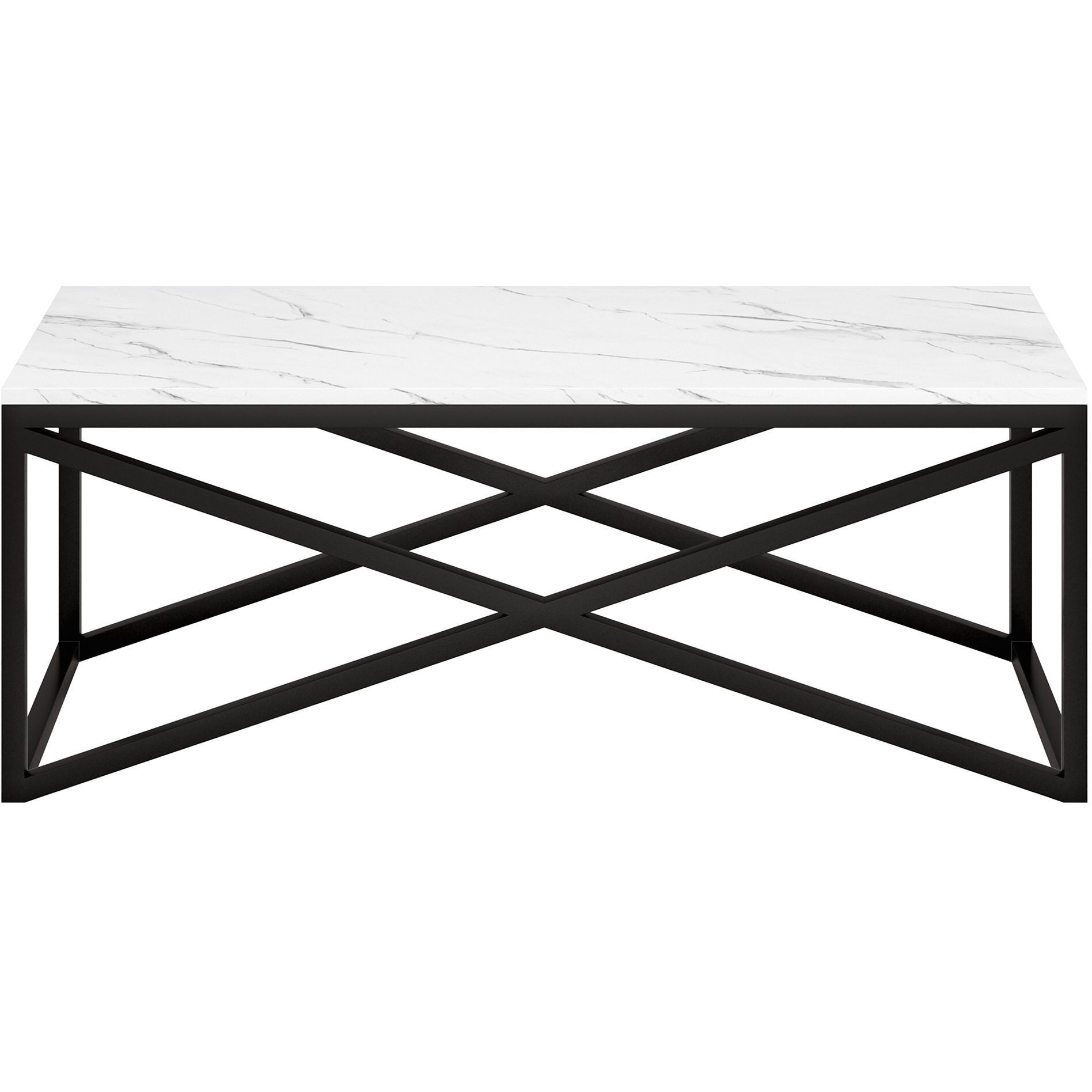 46 Black And White Faux Marble Rectangular Coffee Table