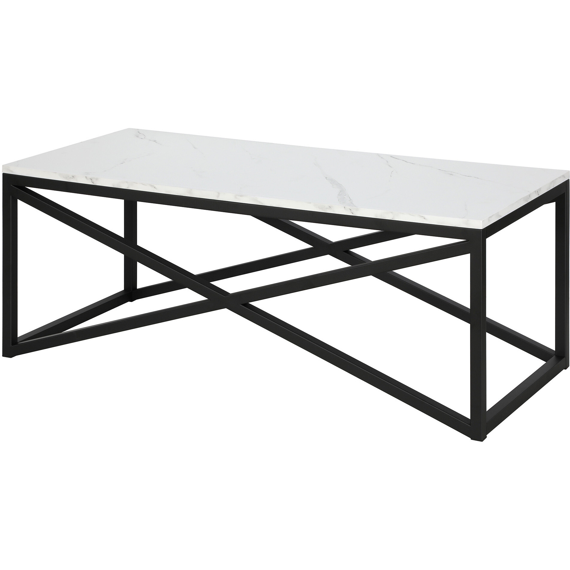 46 Black And White Faux Marble Rectangular Coffee Table