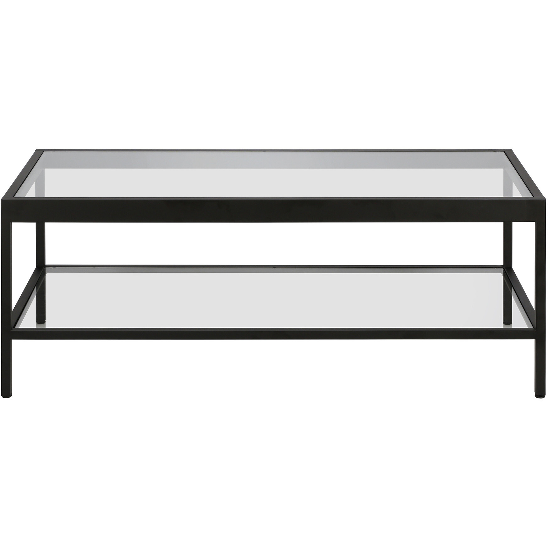 45 Black And Glass Rectangular Coffee Table With Shelf