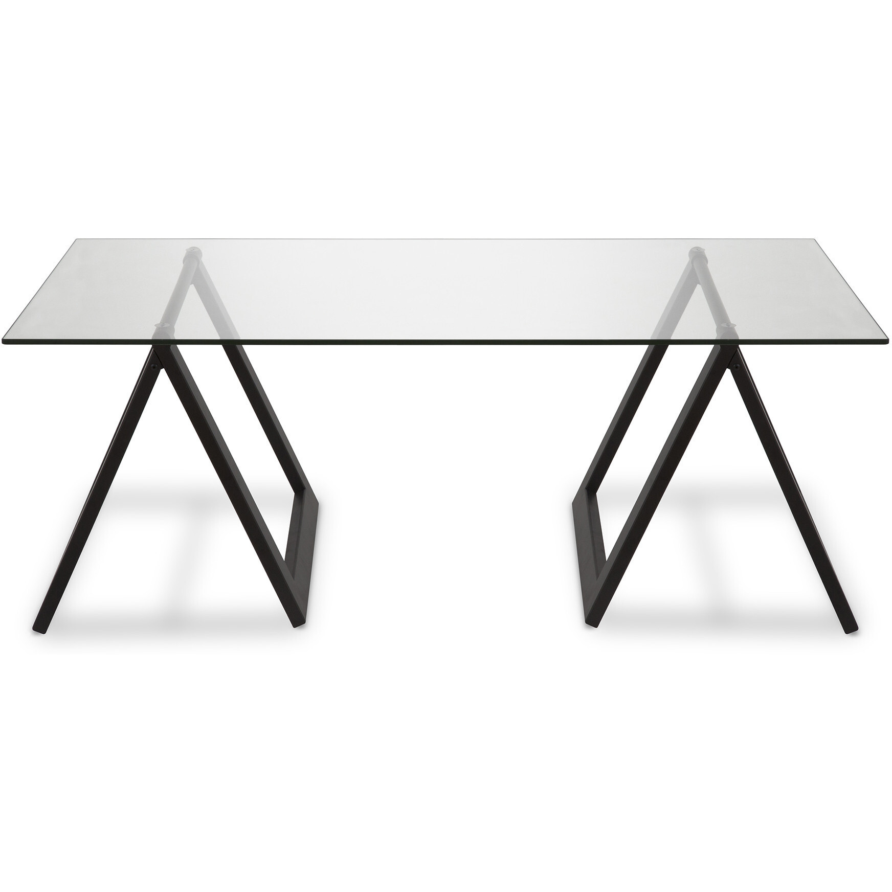 46 Black And Glass Rectangular Sawhorse Base Coffee Table