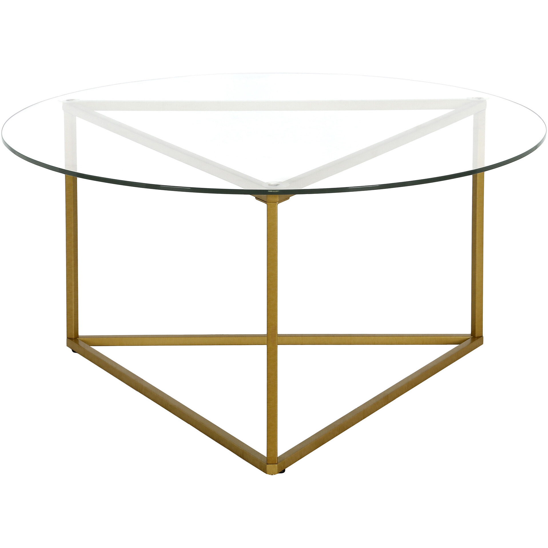 35 Gold And Glass Round Coffee Table
