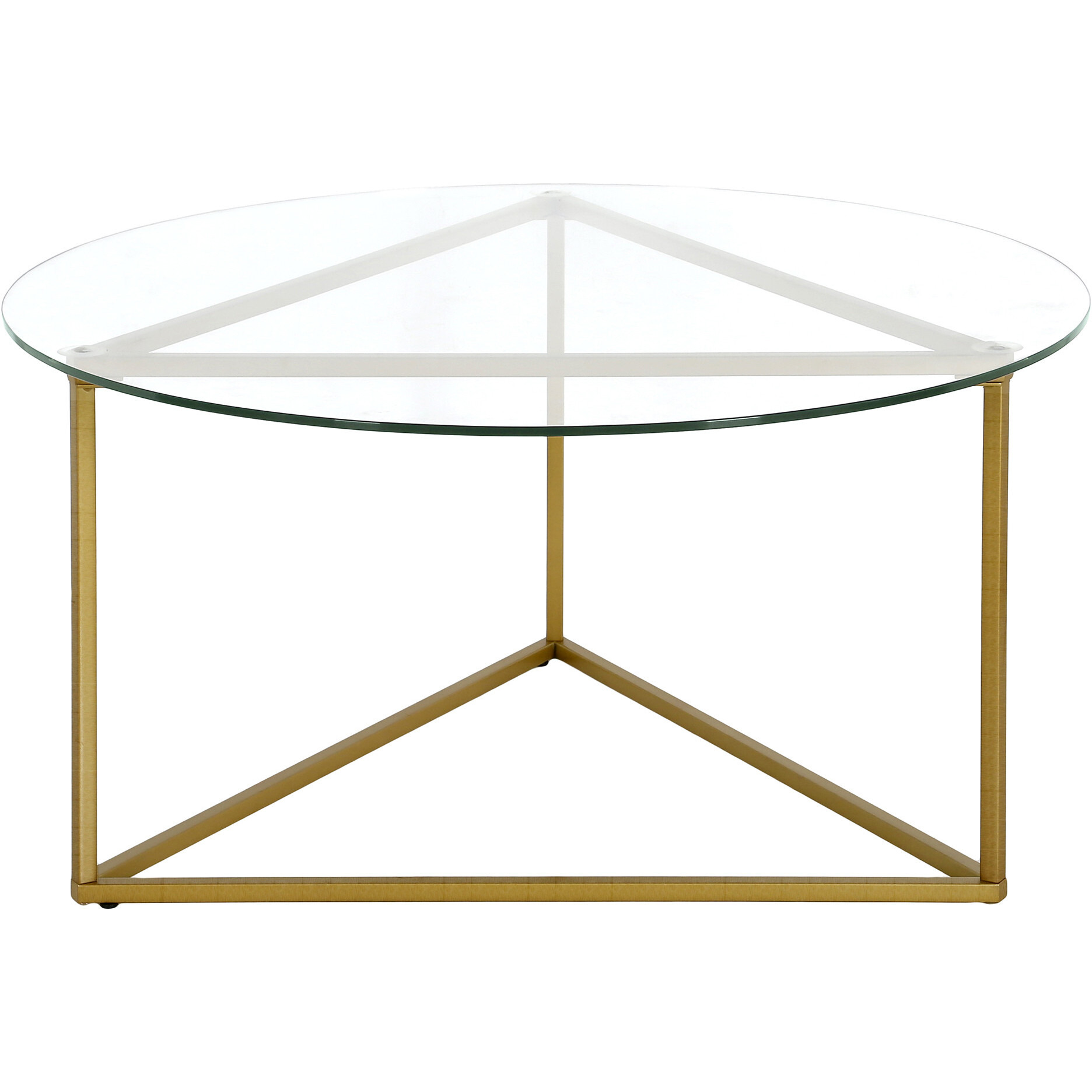 35 Gold And Glass Round Coffee Table