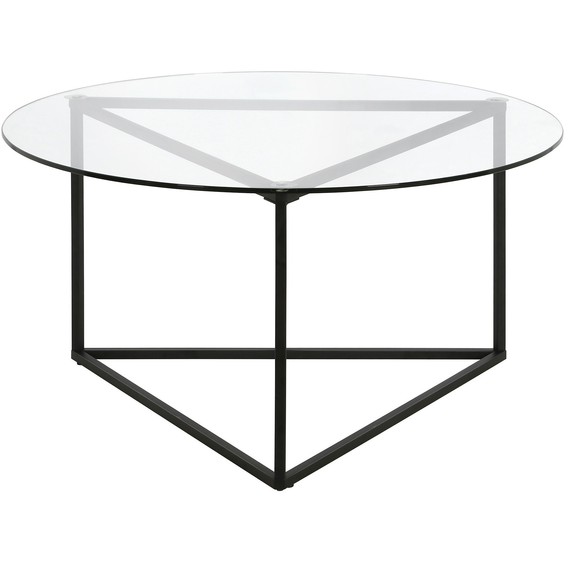 35 Black And Glass Round Coffee Table