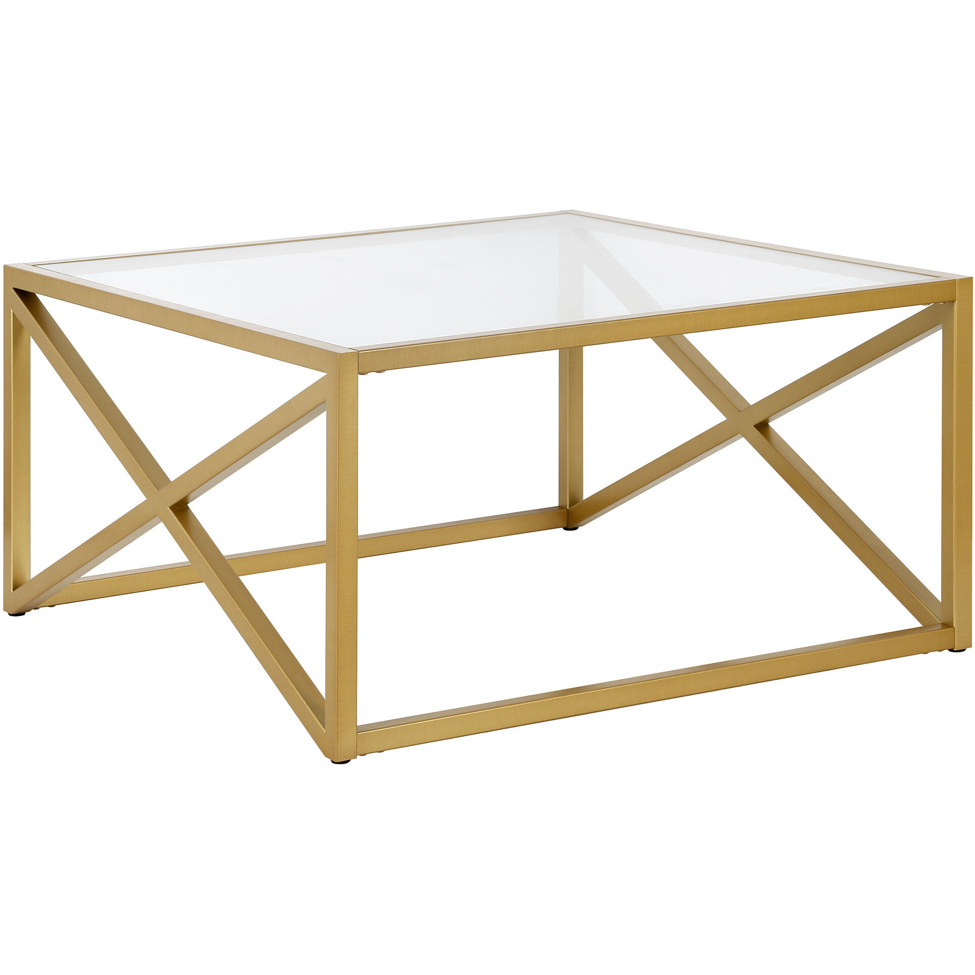 32 Gold Glass Square Coffee Table