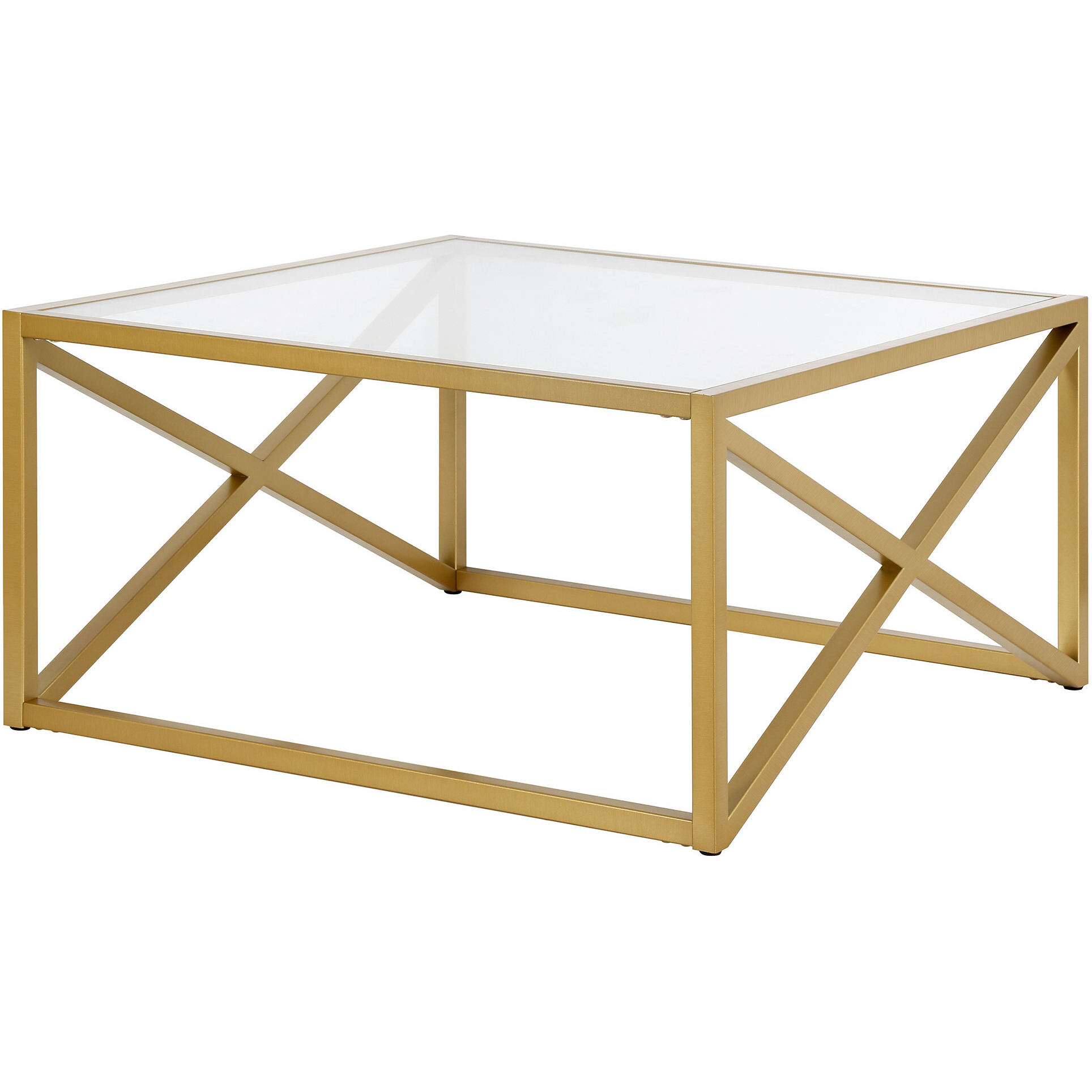 32 Gold Glass Square Coffee Table