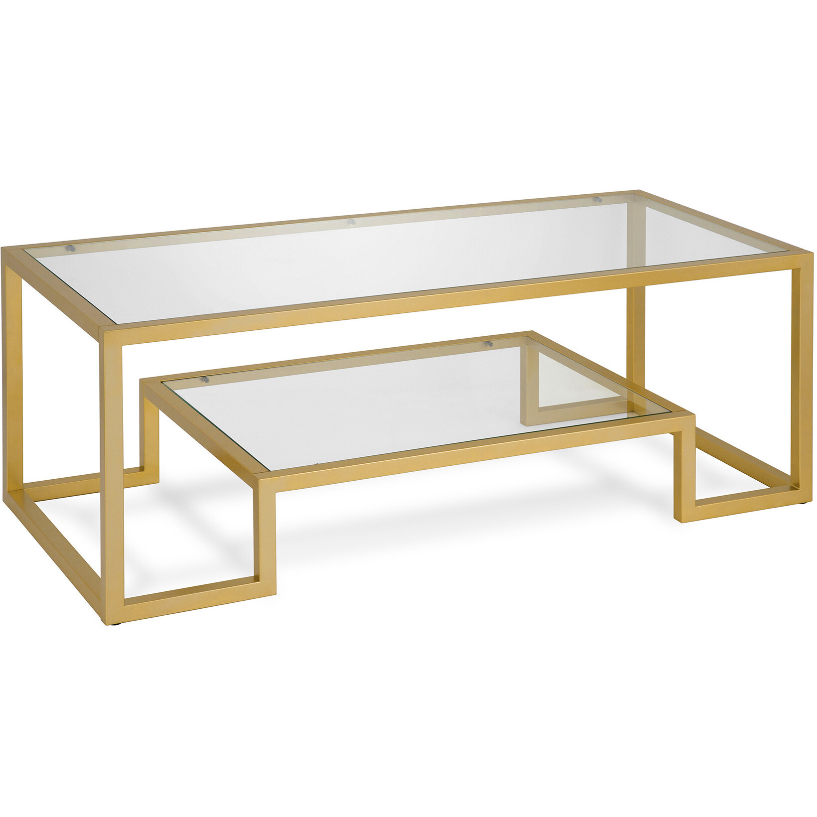 45 Gold Glass Rectangular Coffee Table With Shelf