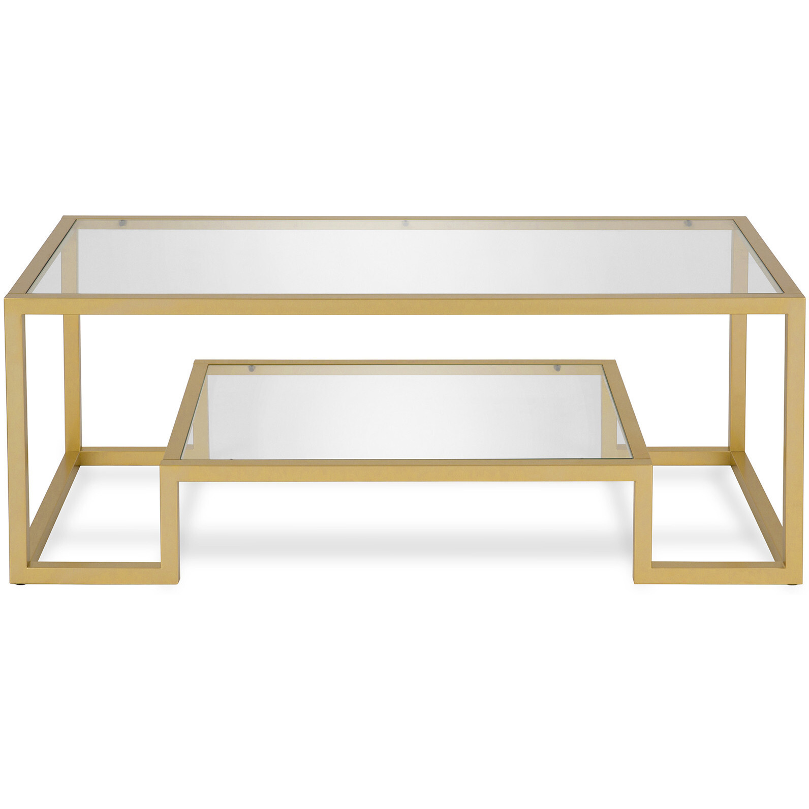 45 Gold Glass Rectangular Coffee Table With Shelf