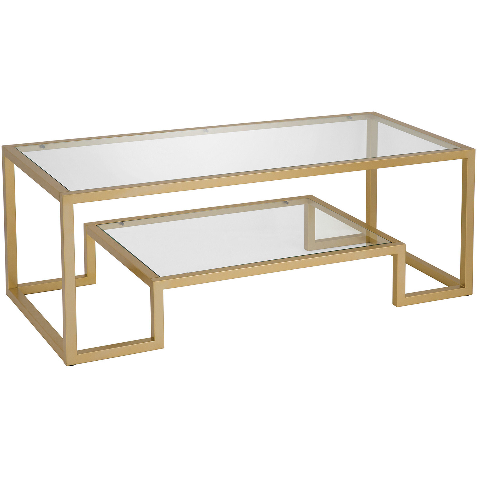 45 Gold Glass Rectangular Coffee Table With Shelf