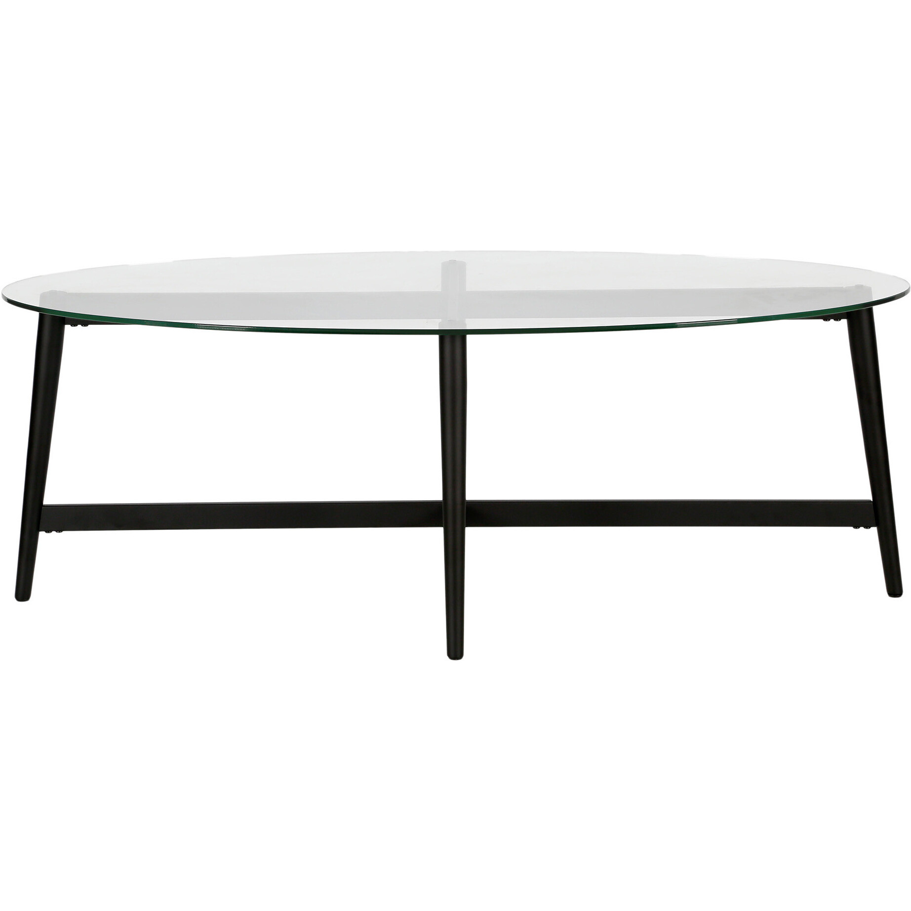 50 Black And Clear Glass Oval Coffee Table