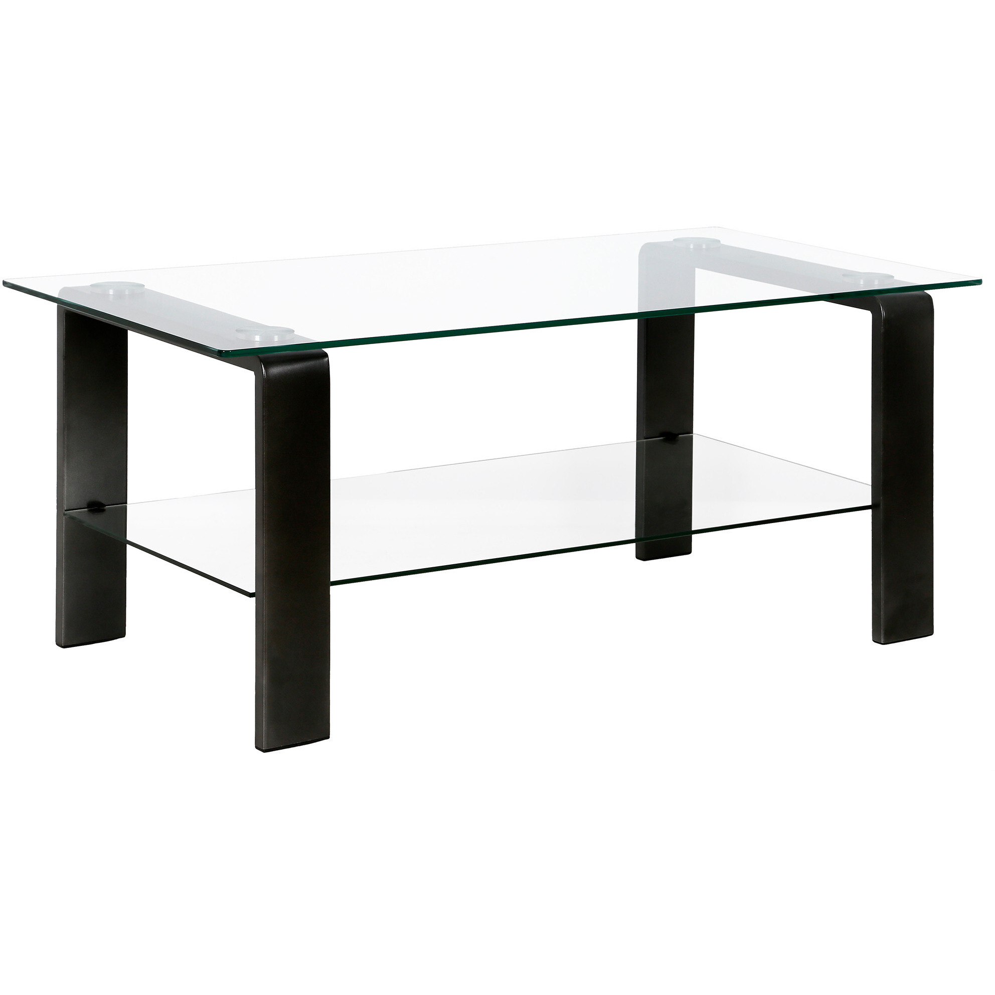 40 Black Glass Rectangular Coffee Table With Shelf