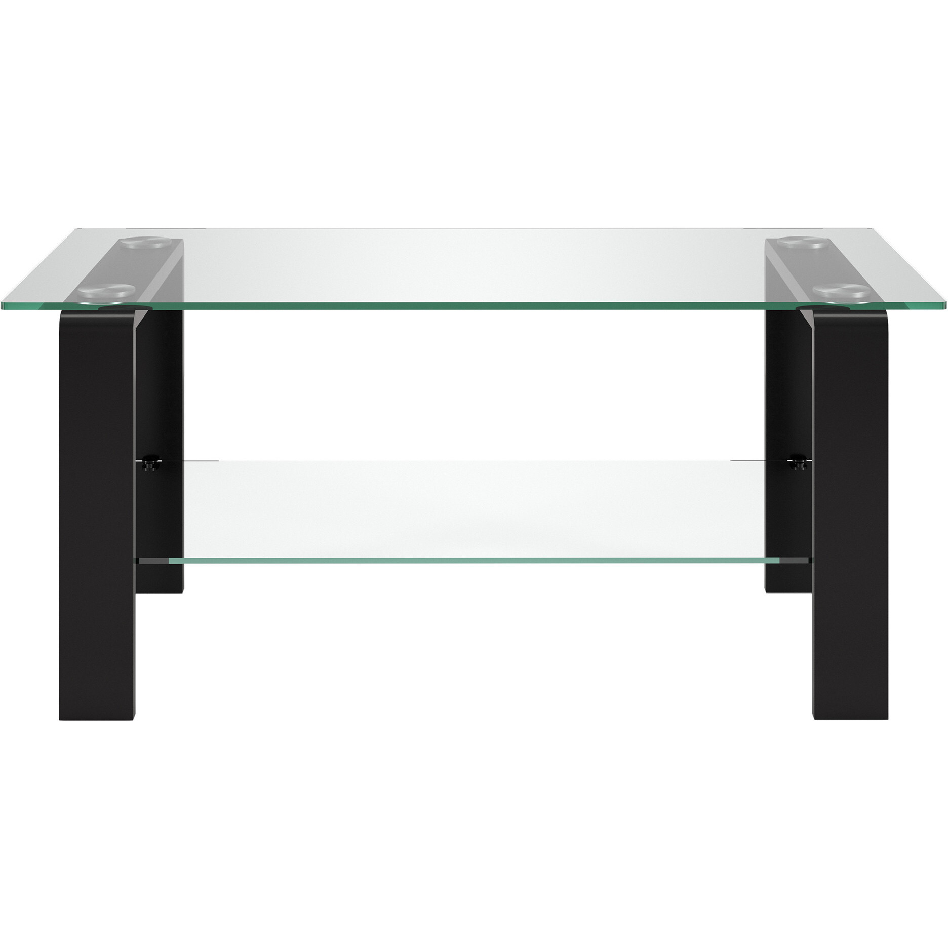 40 Black Glass Rectangular Coffee Table With Shelf